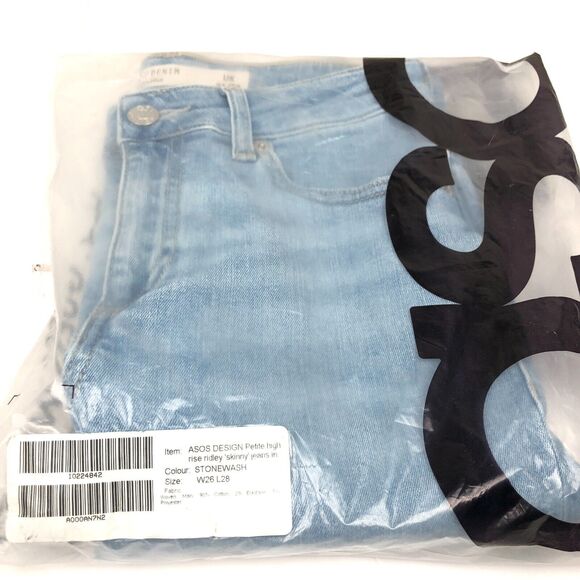 NEW ASOS Design Petite High Rise Ridley Skinny Jeans Stonewash Womens 26P 26 x26 - Picture 6 of 7